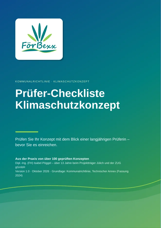Deckblatt der Prüfer-Checkliste Klimaschutzkonzept